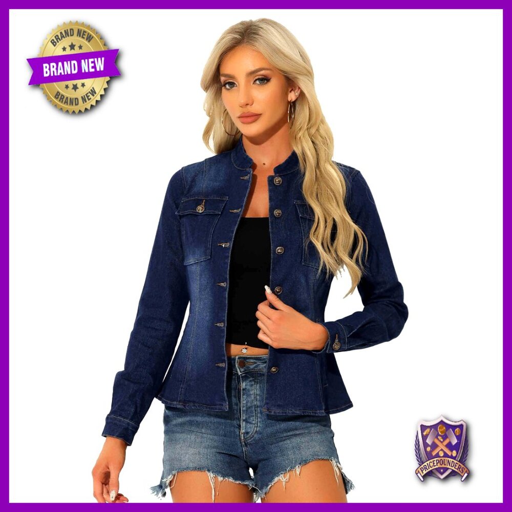 Classic Denim Jacket Retro Chic Casual Button Front Long Sleeve Jean Jacket